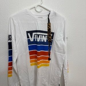 Vivint T-Shirt Men's Small White Long Sleeve Throwback Multicolour